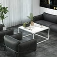 thumbnail image 6 of Costway Modern Rectangular Wood Coffee Table with Metal Frame, White/Marble, 6 of 10
