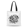 thumbnail image 1 of SIDONKU Canvas Tote Bag Aloha Hawaiian Lettering in Monochrome Black and White Colors Reusable Shoulder Grocery Shopping Bags Handbag, 1 of 1