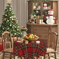 thumbnail image 2 of Christmas Tablecloth Round 60 Inch Red Green Retro Plaid Checkered Table Cloth Merry Christmas Winter Xmas Table Covers for Holiday Party Dining Kitchen Home Picnic Patio (Christmas Checkered), 2 of 6