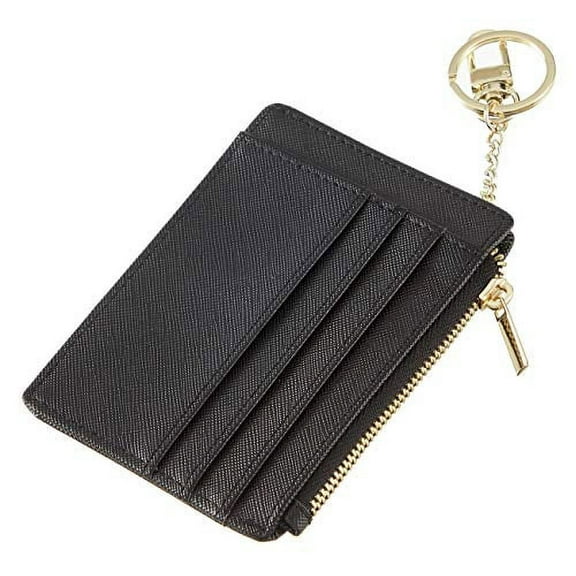 Sodsay Card Case Slim Front Pocket Wallet for Women Credit Card Holder with Keychain(CH Black)