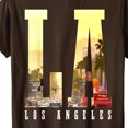thumbnail image 4 of GUZOM Mens LA T-Shirt Brown, Los Angeles Graphic Tee with Palm Trees Cityscape, Breathable Stretch Short Sleeve Casual Shirt, Regular Fit,Size 2XL, 4 of 5