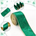 thumbnail image 4 of Green 10 Yards(9.14m) Single Face Velvet Wired Ribbon 2-1/2inch(6.2cm) Wide Green Velvet Christmas Ribbon Trimming Satin Ribbon Rolls Polycotton Ribbon Trim for Tree Wreaths Decor Gift Wrapping, 4 of 7