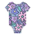 thumbnail image 2 of Cartoon Flowers Pure Cotton Bodysuit Short Sleeve Pajamas One-Piece Romper Unisex 18M, 2 of 6
