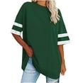 thumbnail image 2 of Rezuofi 2 Pcs Womens Oversized Tees Loose T Shirts Half Sleeve Crew Neck Color Block Cotton Tunic Tops, 2 of 6