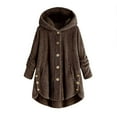 thumbnail image 1 of Womens Winter Jacket Plus Size Button Plush Tops Hooded Loose Cardigan Wool Coat Jacket Pink XXXXXL, 1 of 5