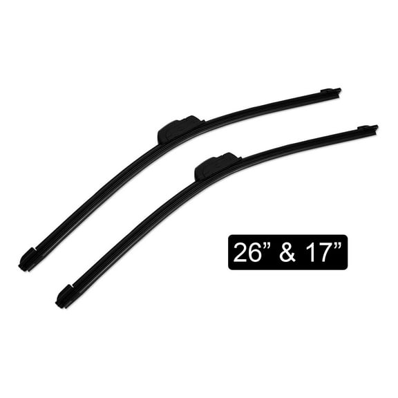 Pair Windshield Wiper Blades J-hook Quality 26" & 17" Inch Bracketless Frameless