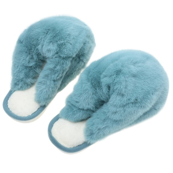 Minkissy Blue Plush Winter Slipper for Home Use Comfortable NonSkid Indoor Warm Slippers Size 9.5
