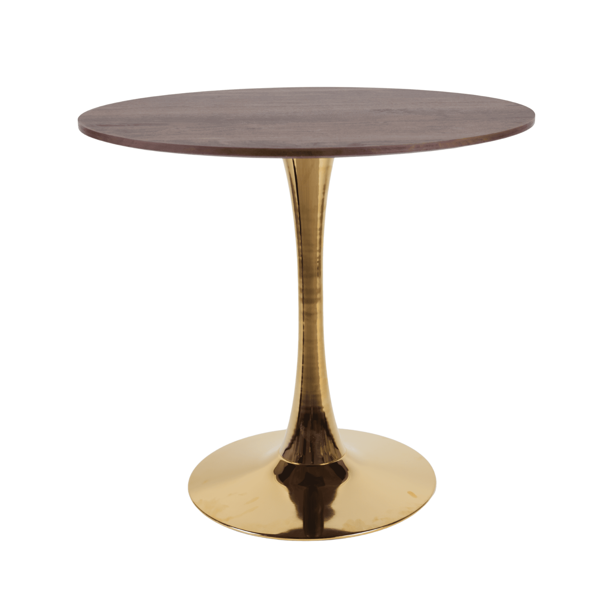 Euroco 31.5" Round Dinning Table for 4,Modern Kitchen Table with Metal Pedestal Base & Tulip Design for Dining, Tea & Lounge,Sturdy Base,Walnut