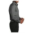 thumbnail image 3 of Mens Slim Fit Long Sleeve Carefree Cotton/Polyester Poplin Shirt Graphite X-Small, 3 of 6