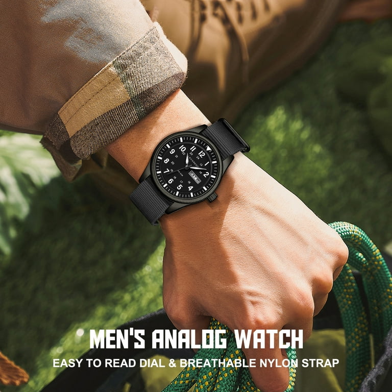 Bomieux Men's Military Sport Watch Nylon Strap Black photo 5