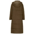 thumbnail image 6 of HAPIMO Women's Oversize Long Coat Winter Thickened Warm Coats Casual Comfy Long Sleeve Zipper Hooded Jacket Coat Fashion Solid Pocket Quilted Coats Brown XL, 6 of 6