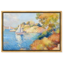 Sail Off In The Morning Impressionism Wall Art /Monet And Van Gogh Inspired Art Canvas Wall Art by Art Remedy, Gold Floater Frame, 55.5" x 37.5"