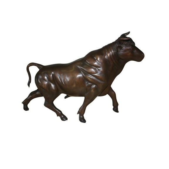Nifao Bull Head up - Bronze Statue – Home Decor Sculpture, 15"L x 4"W x 10"H