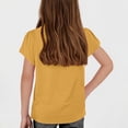 thumbnail image 3 of CCRFTGI Cute Linen Shirts for Girls 10-12 Short Sleeve Crew Neck Summer Casual Tunic Blouses Beach Loose Comfy Girls Fashion Flowy T-Shirt Yellow 5-6 Years, 3 of 4