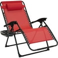 thumbnail image 5 of Sun-Ray Oversized Patio Chair with Leg Stabilizers and Big Cupholder, Adjustable Zero Gravity Folding Reclining Outdoor Chair with Pillow, Ruby Red, 5 of 21