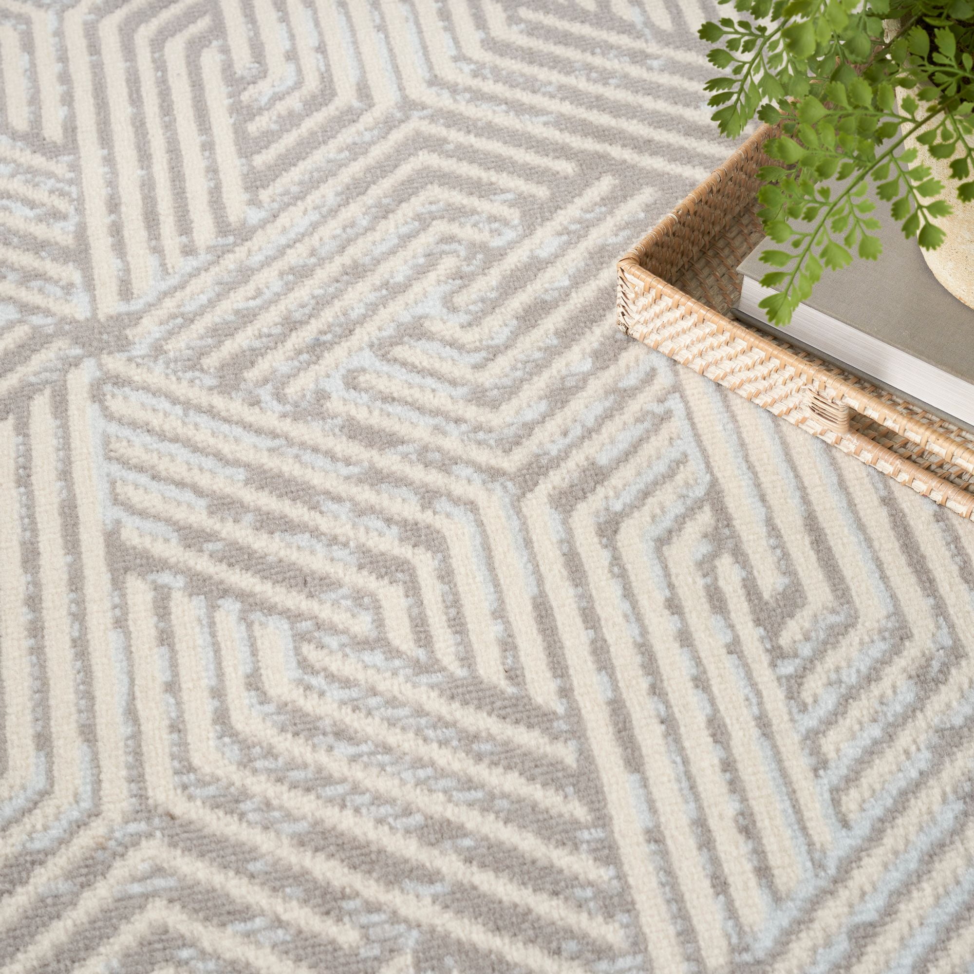 Nourison Grafix 8' x Round Grey Modern Indoor Area Rug
