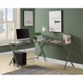thumbnail image 2 of ACME Demas Glass Top Computer Desk with Computer Holder in Clear and Silver, 2 of 6