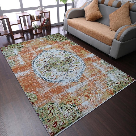 RUGSOTIC CARPETS MACHINE MADE HEATSET POLYPROPYLENE AREA RUGS - 8'x10', Rectangle, Beige Caramel, Classic Oriental Traditional , High Pile Machine Made Area Rugs for Living Room, Bed Room (M00044)