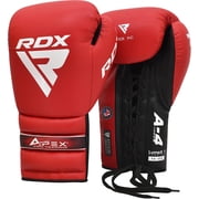 RDX Professional Boxing Fight Gloves, APEX Lace-Up Competition Fighter Gloves, Super Skin Maya Hide Leather, Padded Wrist Support, Multi-Layered, Traditional Extra Long Laces for Firm Secure Fit