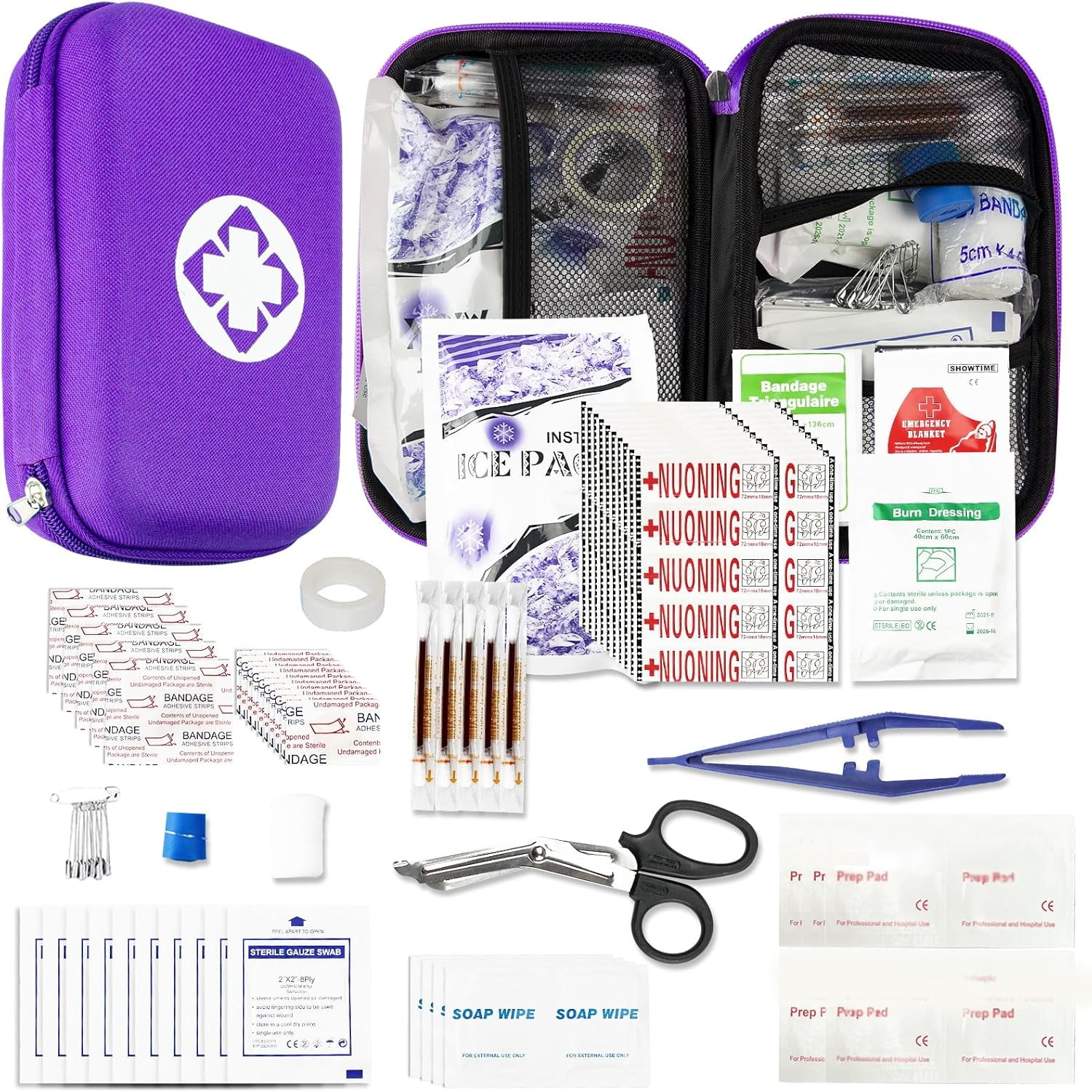 276PCS Compact Small First Aid Kits for Home Businesses Urgent Essential Mini First Aid Kit Travel Size Car Emergency Supplies Kit for Hiking Boating Skating, Purple General