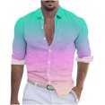 thumbnail image 3 of BiZtdJrK Mens Long Sleeve Dress Shirts Gradient Color Casual Button Down Shirts Big and Tall Lightweight Beach Shirt Wedding Party Prom Shirts 90 Percent off Clearance Pink S, 3 of 6
