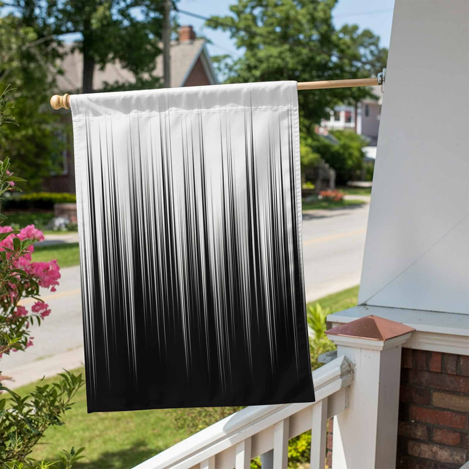 White Black Ombre House Flag 28 x 40 Inches, Abstract Modern Lines Gradient Weather Proof Outdoor Patio Flags Double Sided Small House Decoration for Yard Lawn Outside Home