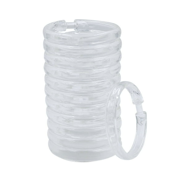 12 Pack Shower Curtain Rings Plastic Curtain O Rings Hook Glide Easily on Bathroom Shower Rod, Clear