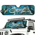 thumbnail image 2 of Jeiento Drive Sharks Windshield Sun Shade Compatible with Wrangler JK JKU TJ 1997-2018, Foldable Windshield Sunshade Sun Visor Blocks UV Rays, 2 of 6