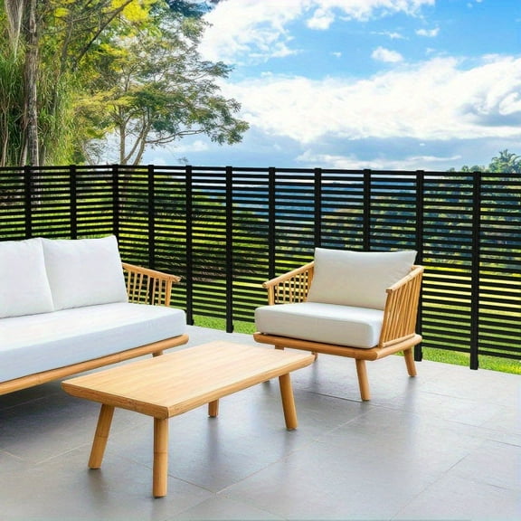 12-Pack Air Conditioner Privacy Screens - Decorative Garden Fence Panels with No Dig Design | Plastic Animal Barrier for Pool Equipment & Trash Can Enclosure | Black Outdoor Panels