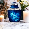 thumbnail image 4 of JAGASY Blue Memorial Urns for Men - Sky Blue Urn for Ashes Adult Male & Female - Large Decorative Urn for Ashes for Women - Funeral Cremation Urns for Husband - (10 Inch), 4 of 7