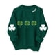 thumbnail image 1 of Camiseta de Manga Larga de la Mujer de Manga Larga con Cuello de Tripulación Impresa Del Día de San Patricio para el Otoño de Invierno, 1 of 4