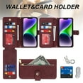 thumbnail image 4 of Feishell Compatible with for iPhone 12 Pro/12 Wallet Case Crossbody, Zipper Phone Case with RFID Blocking Card Holder Wrist Strap Leather Purse Gift for Women For iPhone 12/12 Pro, Winered, 4 of 10