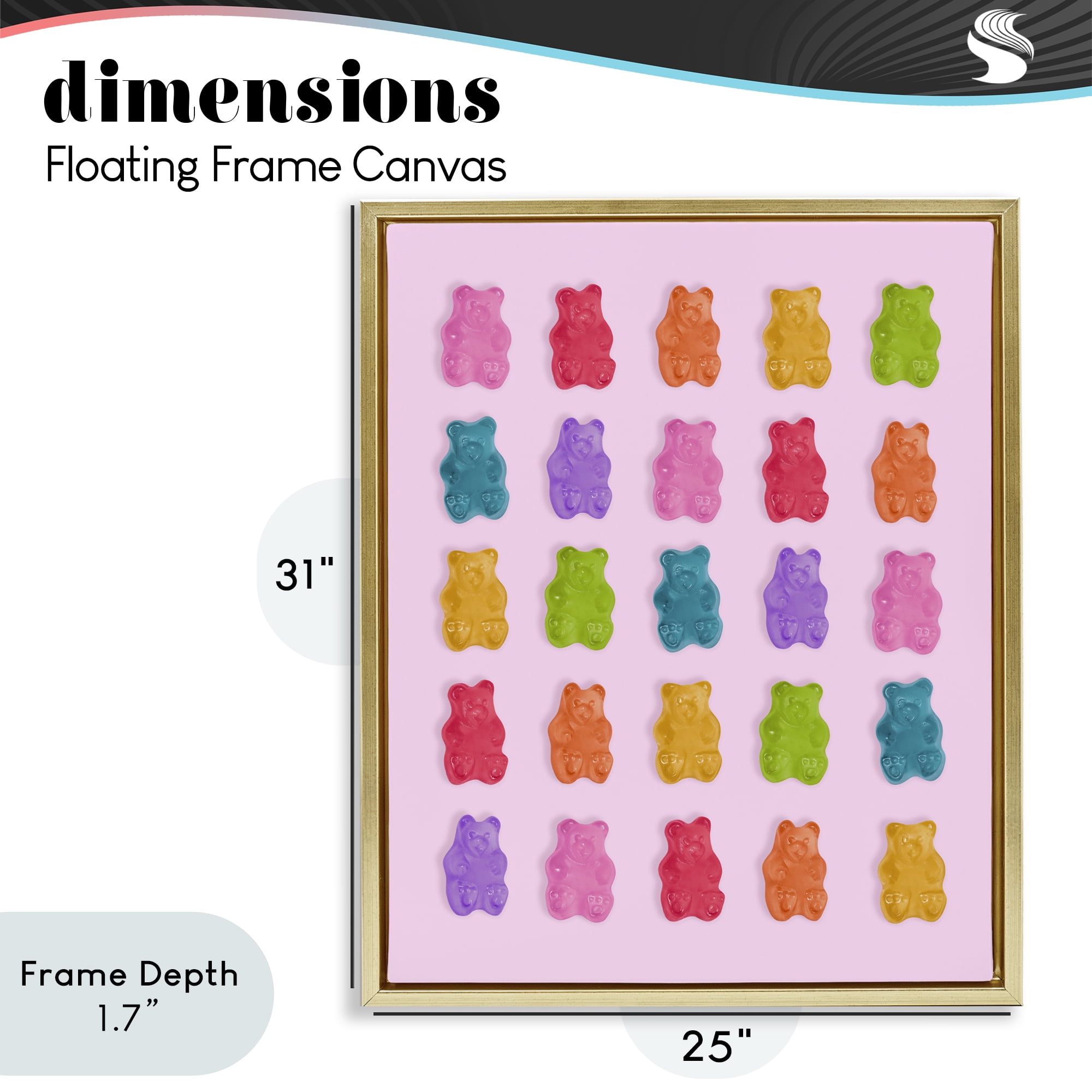 Stupell Industries Pastel Gummies on Pink Gold Framed Floater Canvas Wall Art, design by LISH Creative