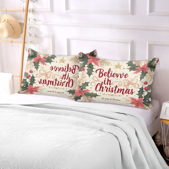Pillow Case Plush Pillow Design Leaf Wreath for Christmas Case standard size/King size/Queen size Bed Pillow Pillowcases