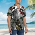 thumbnail image 3 of Kll Men'S Hawaiian Shirt Short Sleeve Button Down Beach Shirts-Skulls Roses, 3 of 7