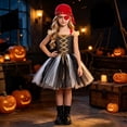 thumbnail image 2 of Glisme Girls Halloween Dress Sleeveless Crewneck Dresses Hallowmas Cartoon Graphic Fashion Little Girls Playsuit 6-7 Years Black, 2 of 6