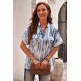 thumbnail image 3 of ABPHQTO Blusa de Mujer Celeste Bolsillo Estampado Manga Corta, 3 of 5