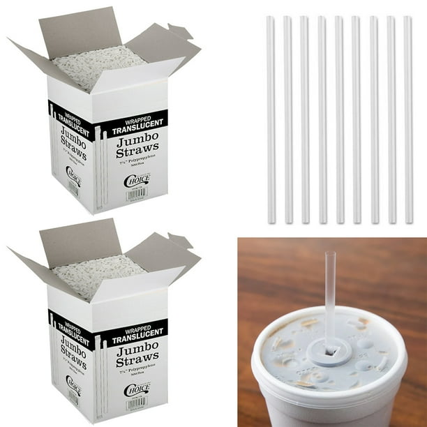 Clear Plastic Paper Wrapped Slim Straws, 8in, 1000ct