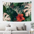 thumbnail image 5 of Shiartex Tropical Leaves Red Flower Tapestry Wall Art 100% Polyester 60*40in, 5 of 6