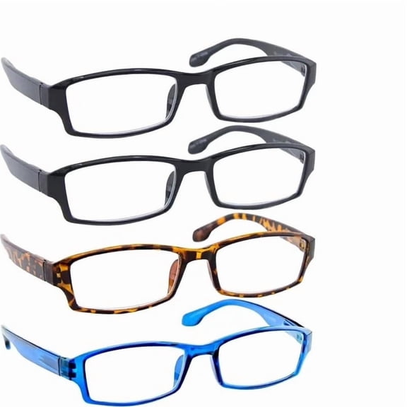 Reading Glasses 2.00 | 4 Pack of Readers for Men and Women | 2 Black Tortoise Blue