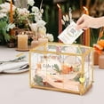 thumbnail image 6 of Glass Card Box with Slot, Large Gold Clear Card Box for Wedding Receptions, Decorative Storage Box with Lock for Baby Shower, Birthday Party, Bridal Shower, 6 of 9