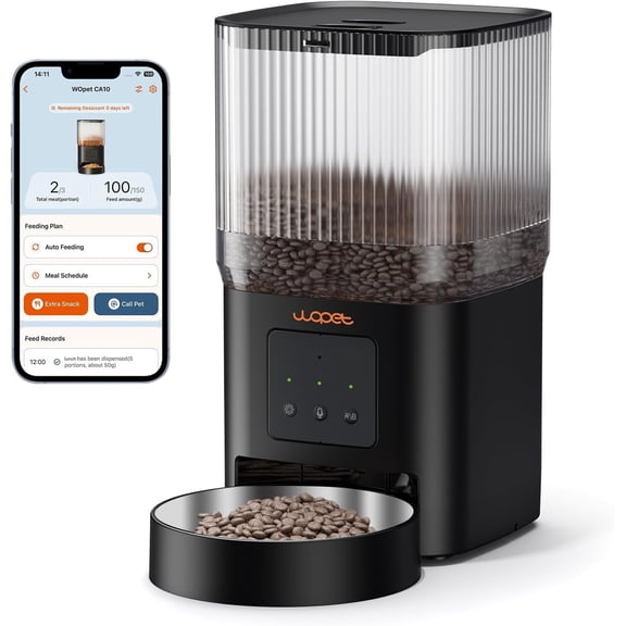 WOPET 4L Automatic Cat and Dog Feeder WiFi Automatic-Black MSRP $49.99 NWB