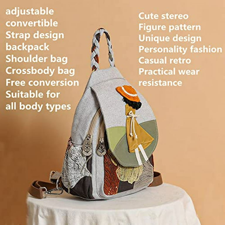 Pattern Handmade Canvas Backpack Sac A Dos Retro Embroidered Style