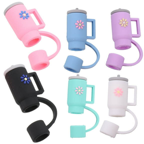 6pcs Straw Covers Caps PVC Drinking Straws Covers Reusable Straw Plugs Caps