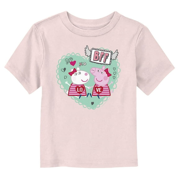 Toddler's Peppa Pig BFF Love Heart Graphic Tee Light Pink 3T