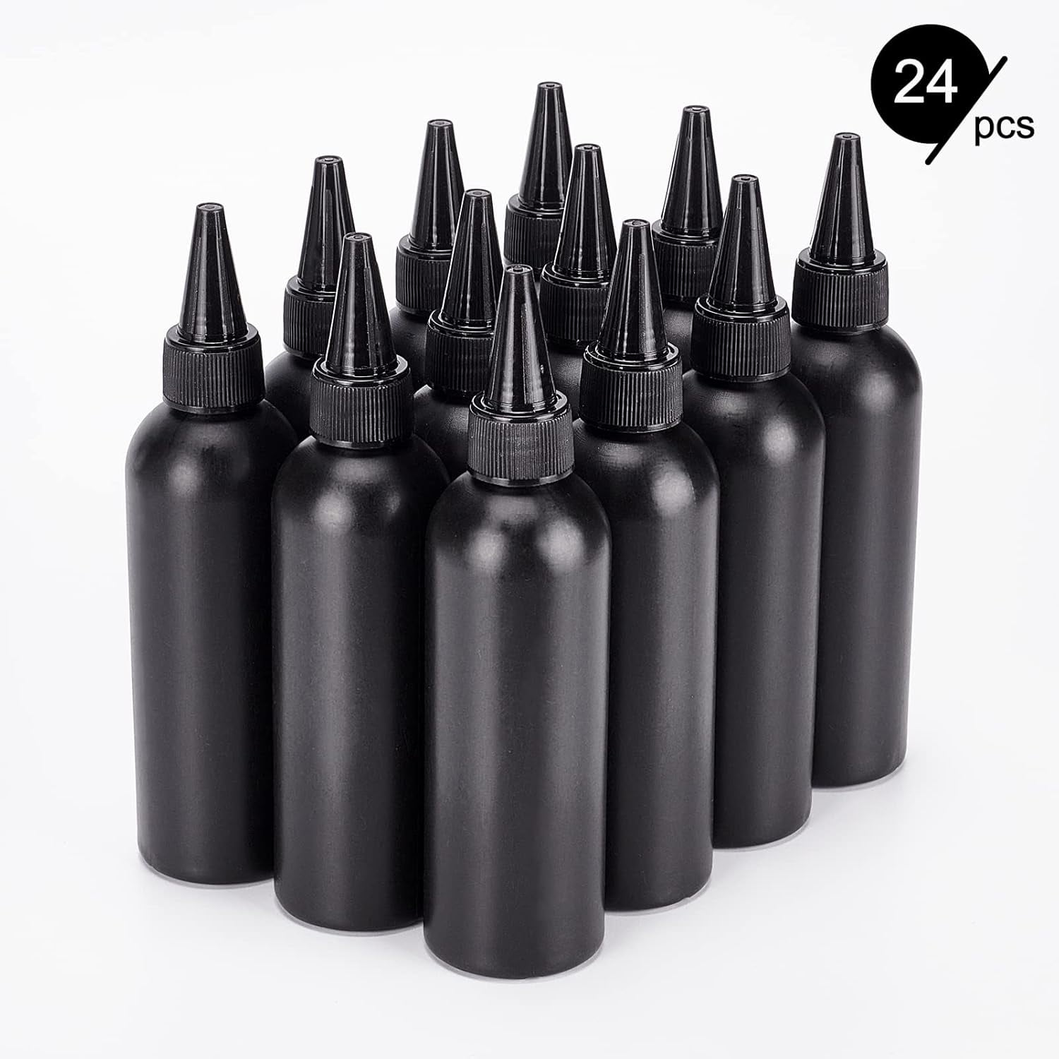 16Pcs 120ml/4.06oz Black Plastic Squeeze Bottles Squeeze Condiment Bottles with 2Pcs Funnels and 10Pcs Transfer Pipettes for Ink Tattoo Liquid Painting Glue Mixed Color