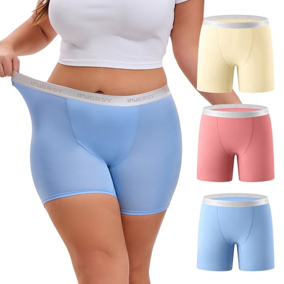 INNERSY Women's Plus Size Boxer Underwear Rayon from Bamboo 3 Pack(3XL,Light)