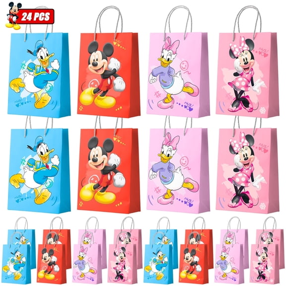 Mickey Minnie Gift Bags - 24pcs Mickey Minnie Party Bags, Mickey Minnie Gift Bags, Mickey Minnie Candy Bags for Boys/Girls Children's Mickey Minnie Theme Birthday Party Decoration Supplies