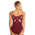 thumbnail image 3 of TiaoBug Womens Criss Cross Back Ballet Dance Leotard Camisole Gymnastic Bodysuit Burgundy XS, 3 of 7