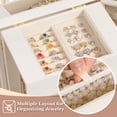 thumbnail image 3 of Jewelry Box for Women, 5 Layer Large Leather Boxes & Organizers for Necklaces Earrings Rings Bracelets, Organizer with Drawers and Mirror, White, 3 of 8